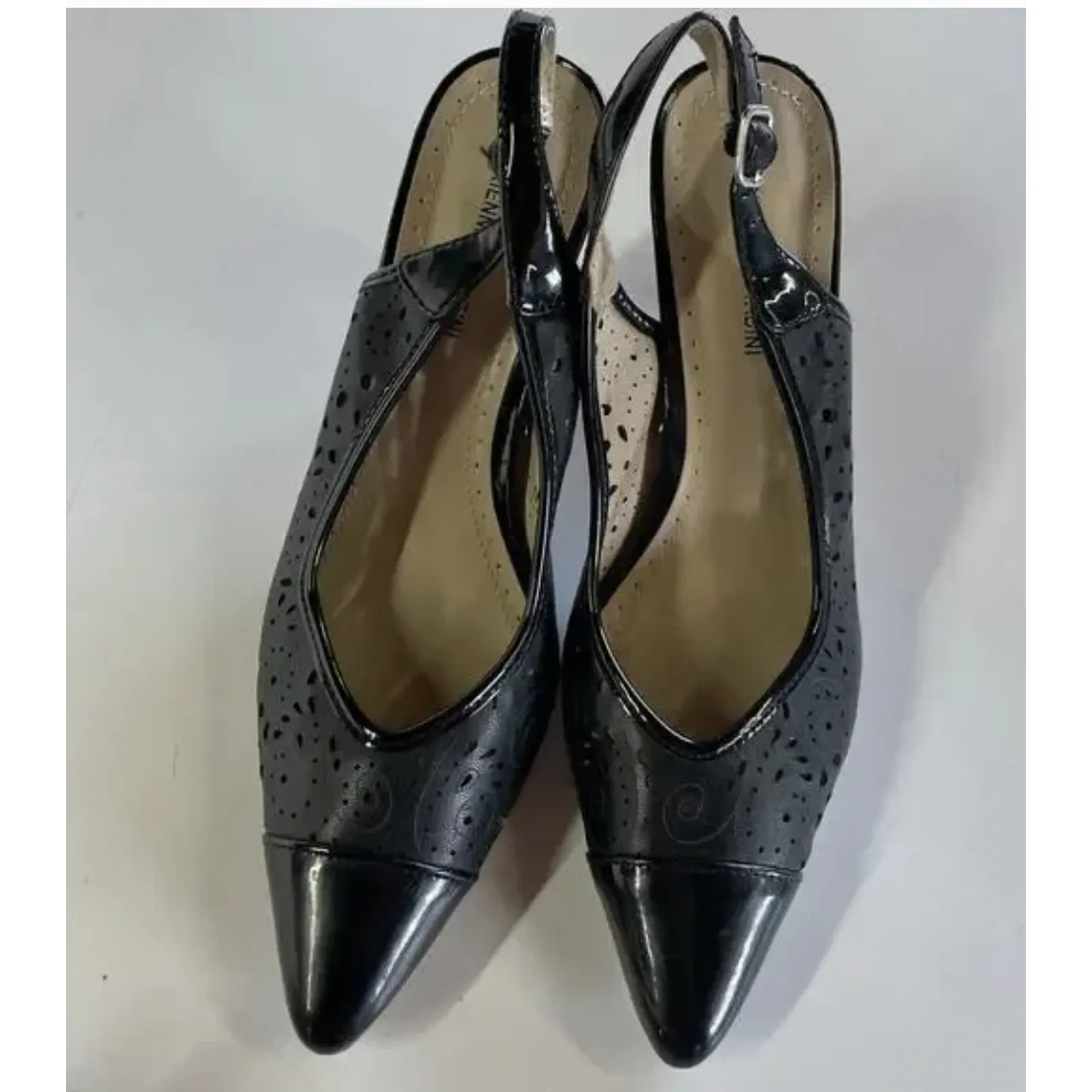 Adrienne Vittadini Shoes Womens Size 8.5 Petra Slingback Heels Leather Cutout - Image 7