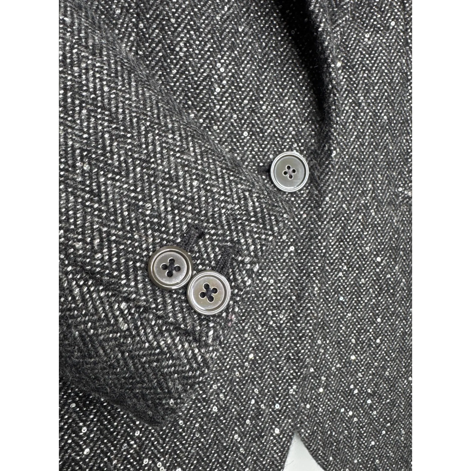 J.Crew Sequin Wool Herringbone Gray Blazer Jacket formal hoilday Size 0 - Image 9