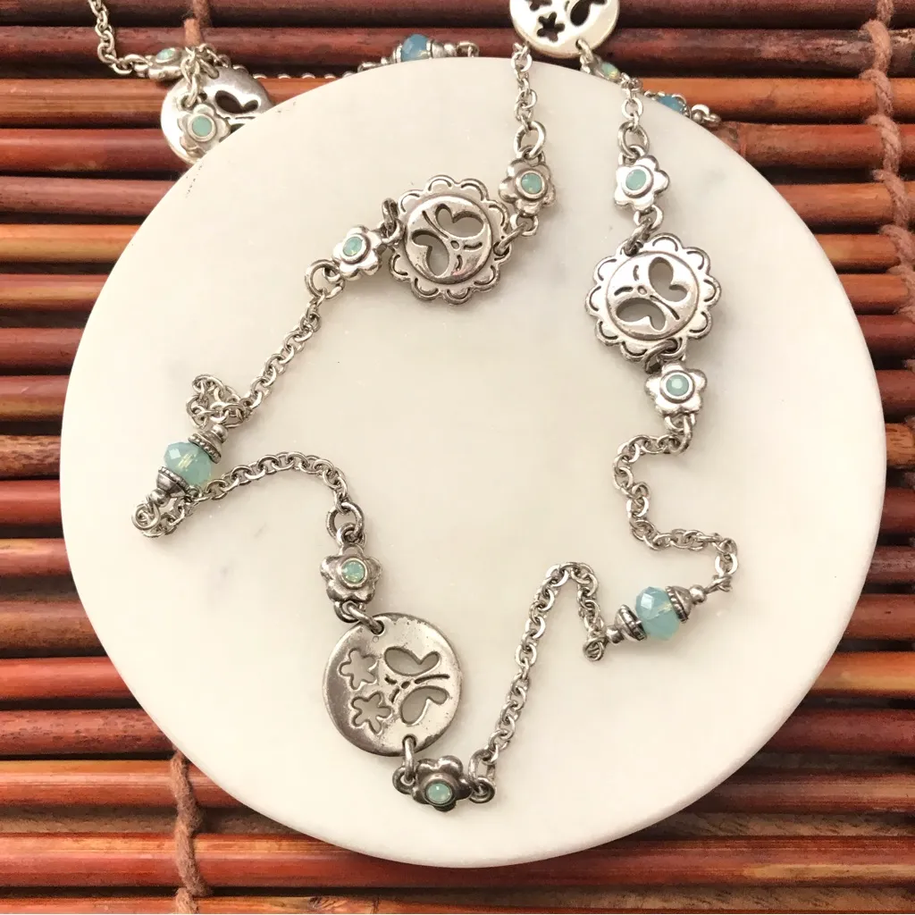 Brighton Extra Long Chain Necklace Blue Glass Beads & Butterly Motif - Image 3