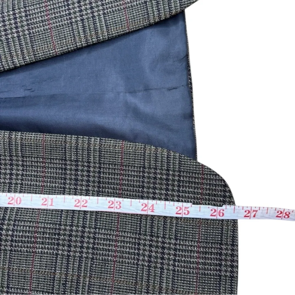 Vintage Corbin Collection Grey Plaid Blazer Size 10 Gray - Image 5