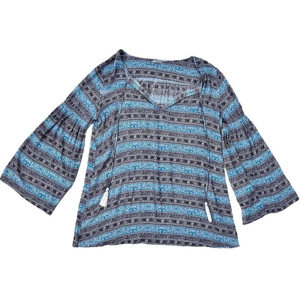 Urban Outfitters Ecote Tassel coverup Tunic Top Boho MEDIUM Blue Bohemian NWOT - Image 3