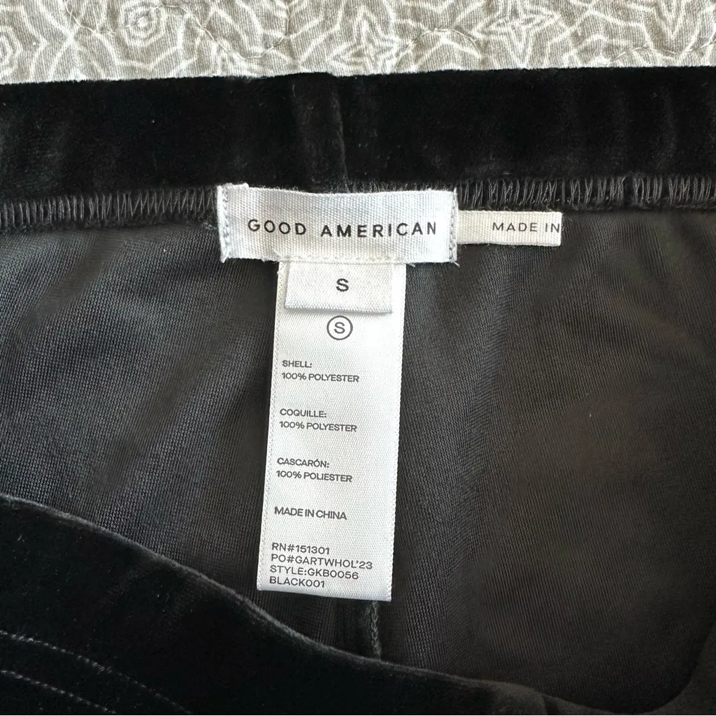 NEW! Good American Black Velvet Velour Full Length Leggings Holiday Size S - Image 6