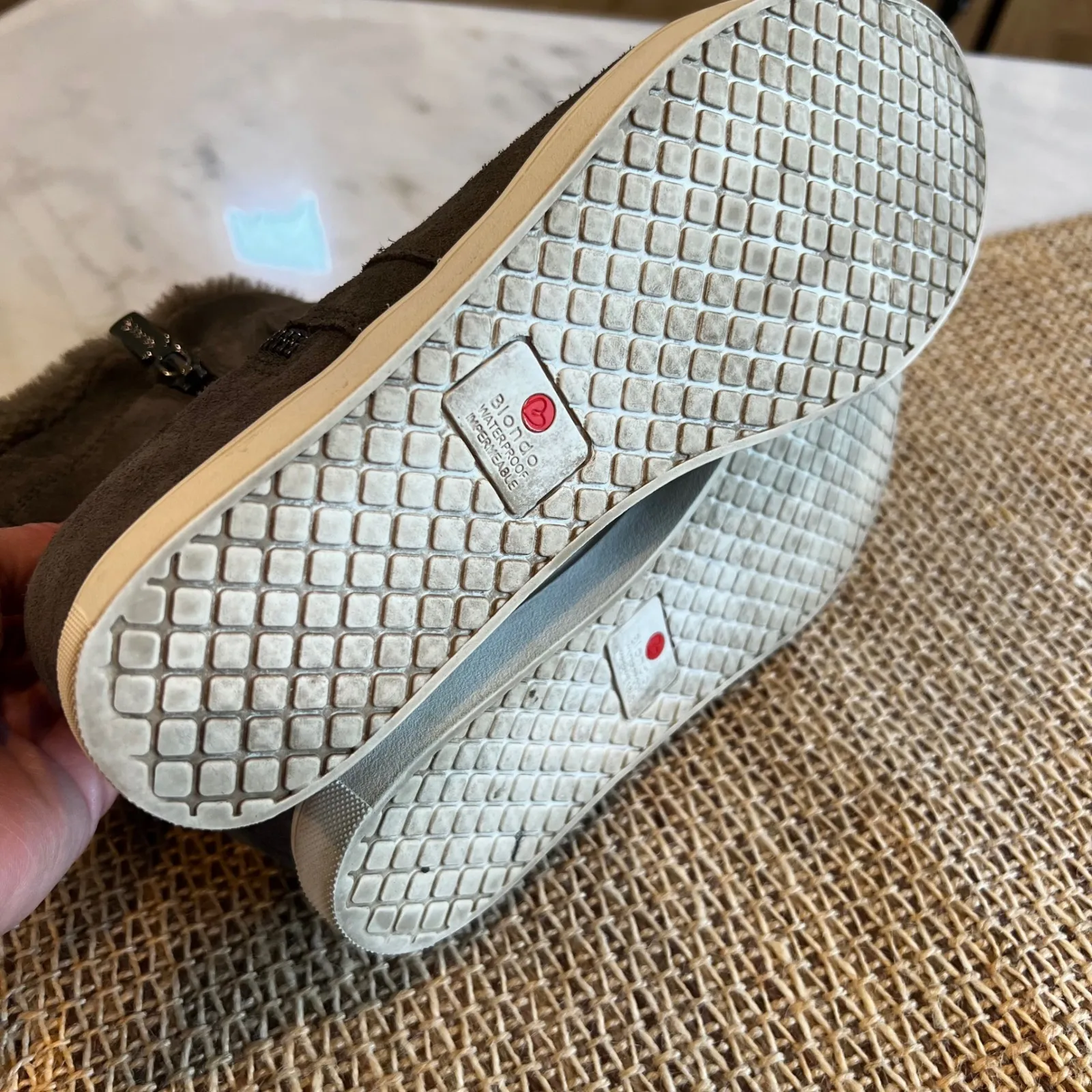 Blondo Gray Suede‎ Waterproof Faux Fur Lined Wedge Ankle Booties - Image 7