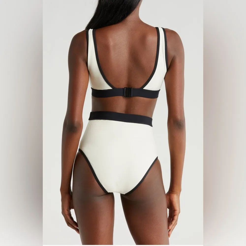 BONDI BORN Jayde High Waist Bikini Bottom, size Large, $165 Black - Image 8