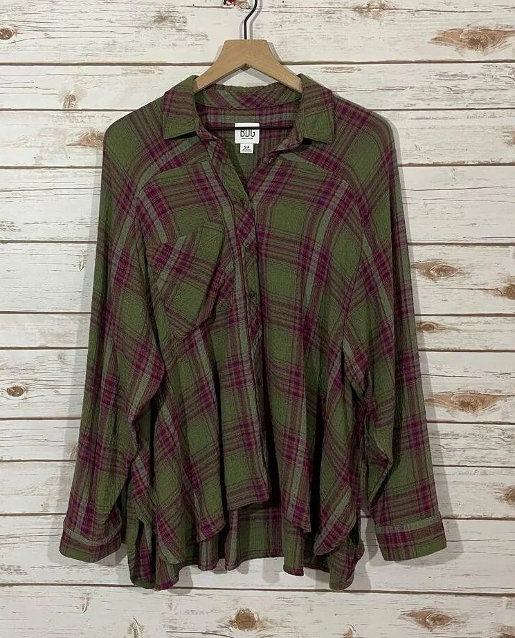 Urban Outfitters BDG Lachlan Flannel Button-Down Shirt - Green Multi - Small - Image 12
