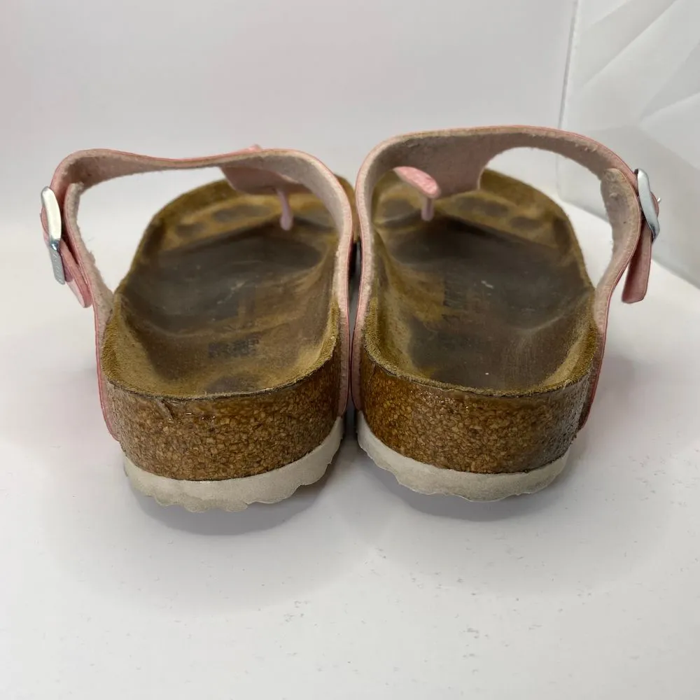 Birkenstock Gizeh Thong Sandals Size 39‎ W8 Pink Snakeskin Comfort Footwear - Image 5