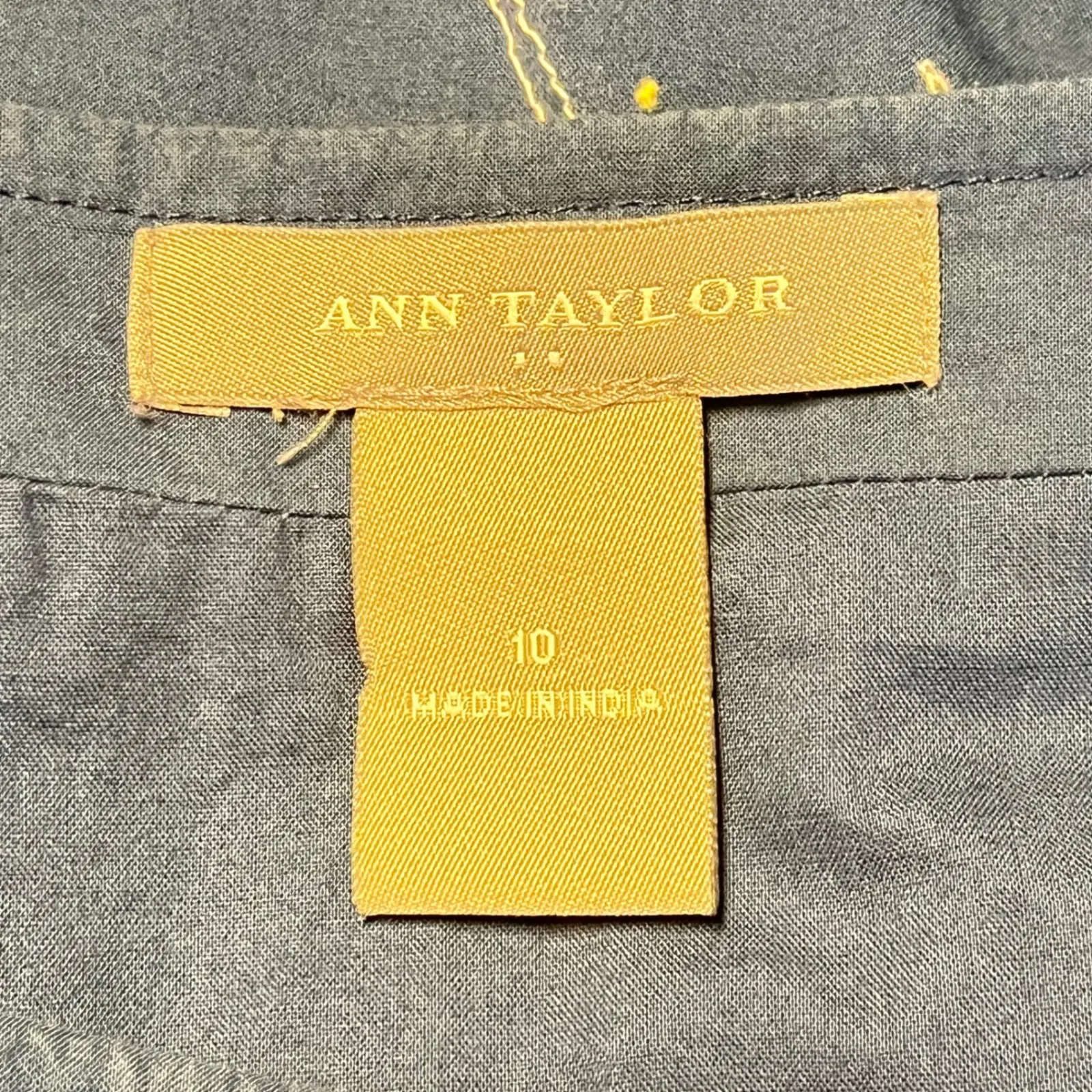 Ann Taylor Factory Women's‎ Blue White Floral Embroidered Lined A-Line Skirt 10 - Image 4