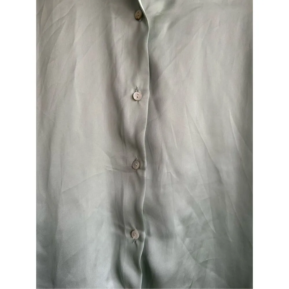 Women’s Zara Satin Shirt with Johnny Collar size S in Sage Green - Image 3