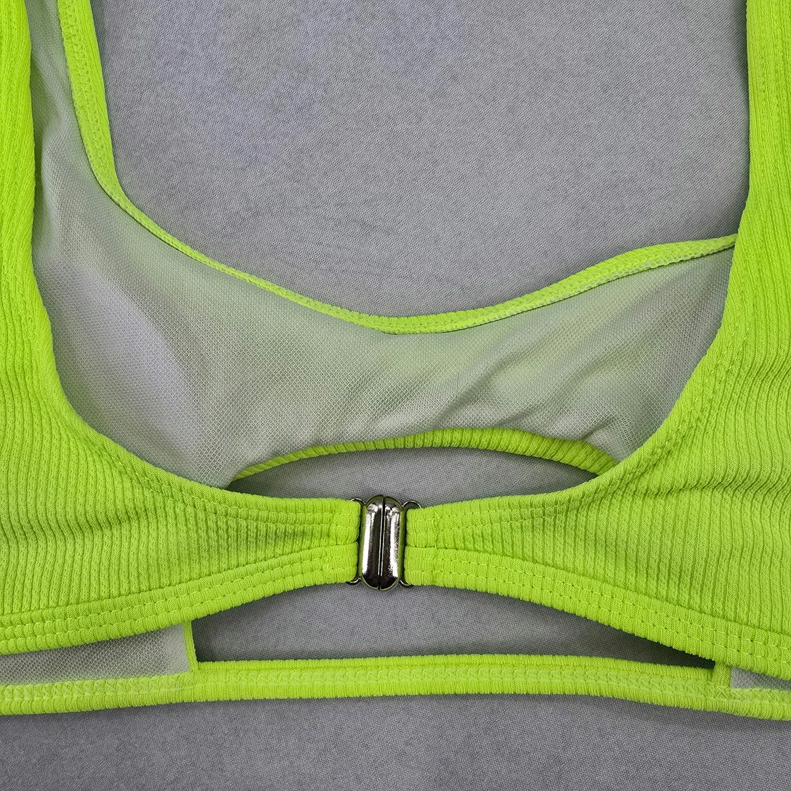 Green Padded Ribbed Fun Beach Swim Sports Bra Beach Bikini Top‎ XL Extra Large - Image 4
