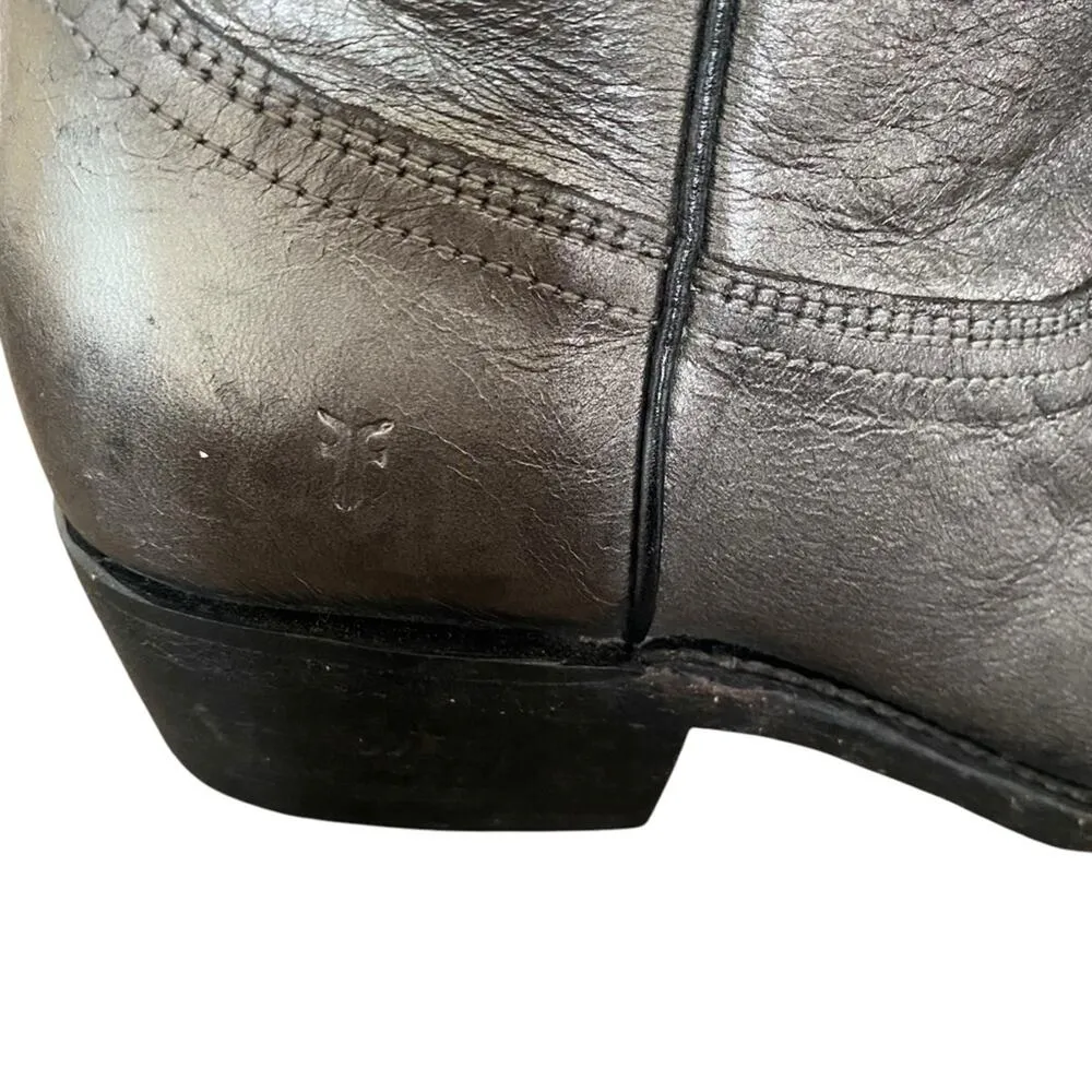 Frye Billy Short Ankle Dark Pewter Boots Silver Metallic size 8 - Image 3
