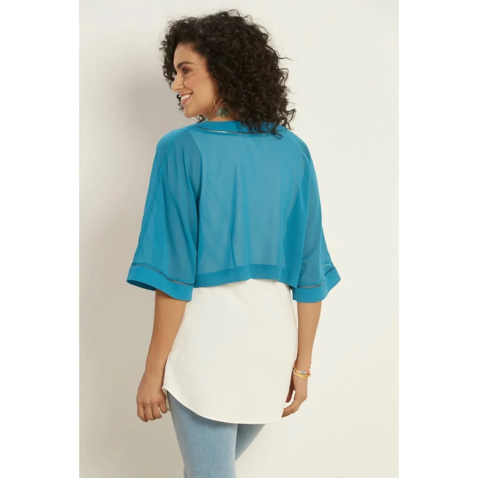 NWT Soft Surroundings Cati Topper Large Teal Reef Sheer Cardigan Lightweight - Image 10