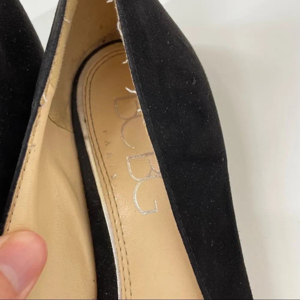 BCBG Paris Suede Studded Pointed Toe Loafer Flats Black Size 6B / 36 - Image 3