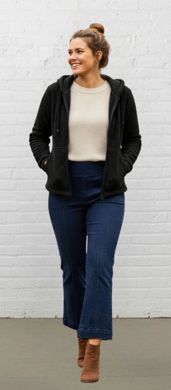 INC Stretch Wide-Leg Crop Jeans Size 12 Blue High Waisted Casual Comfy Pull On - Image 1