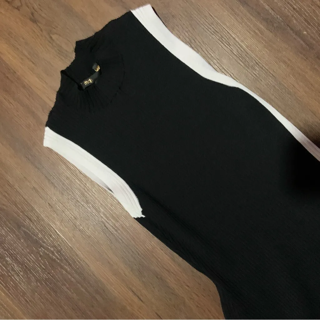 $340 Maje paris Split And Contrasting Ribbed Dress formal party designer classic - Image 10