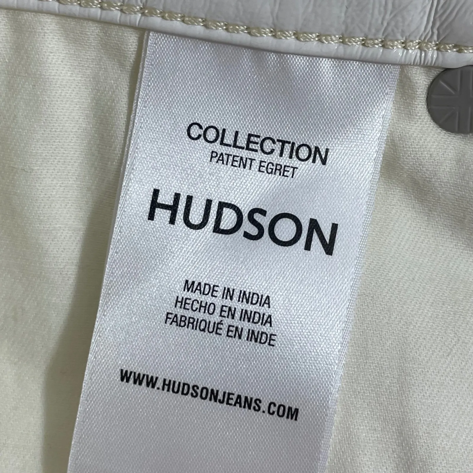 HUDSON Rosie High Rise Patent Egret Faux Leather Cropped Wide Leg Pants Size 27 - Image 10