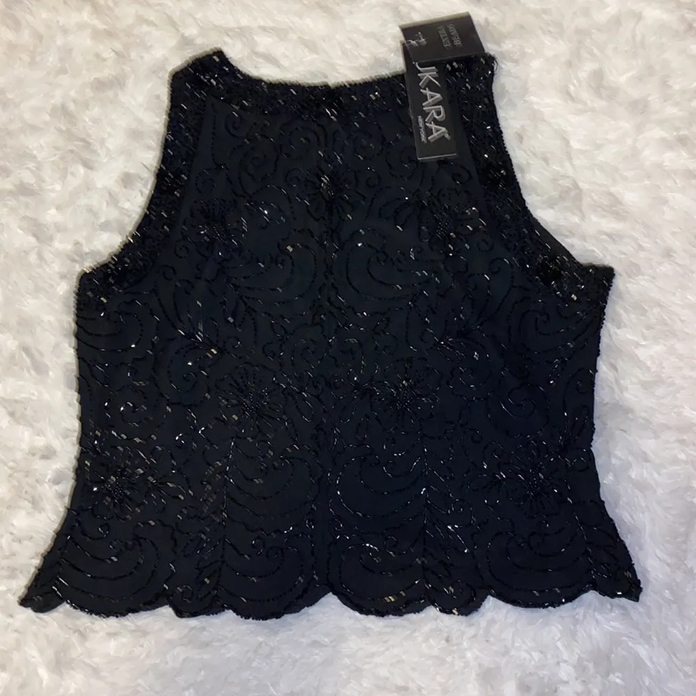 NWT J Kara Beaded Dress Tank Top Black Size undefined - Image 3