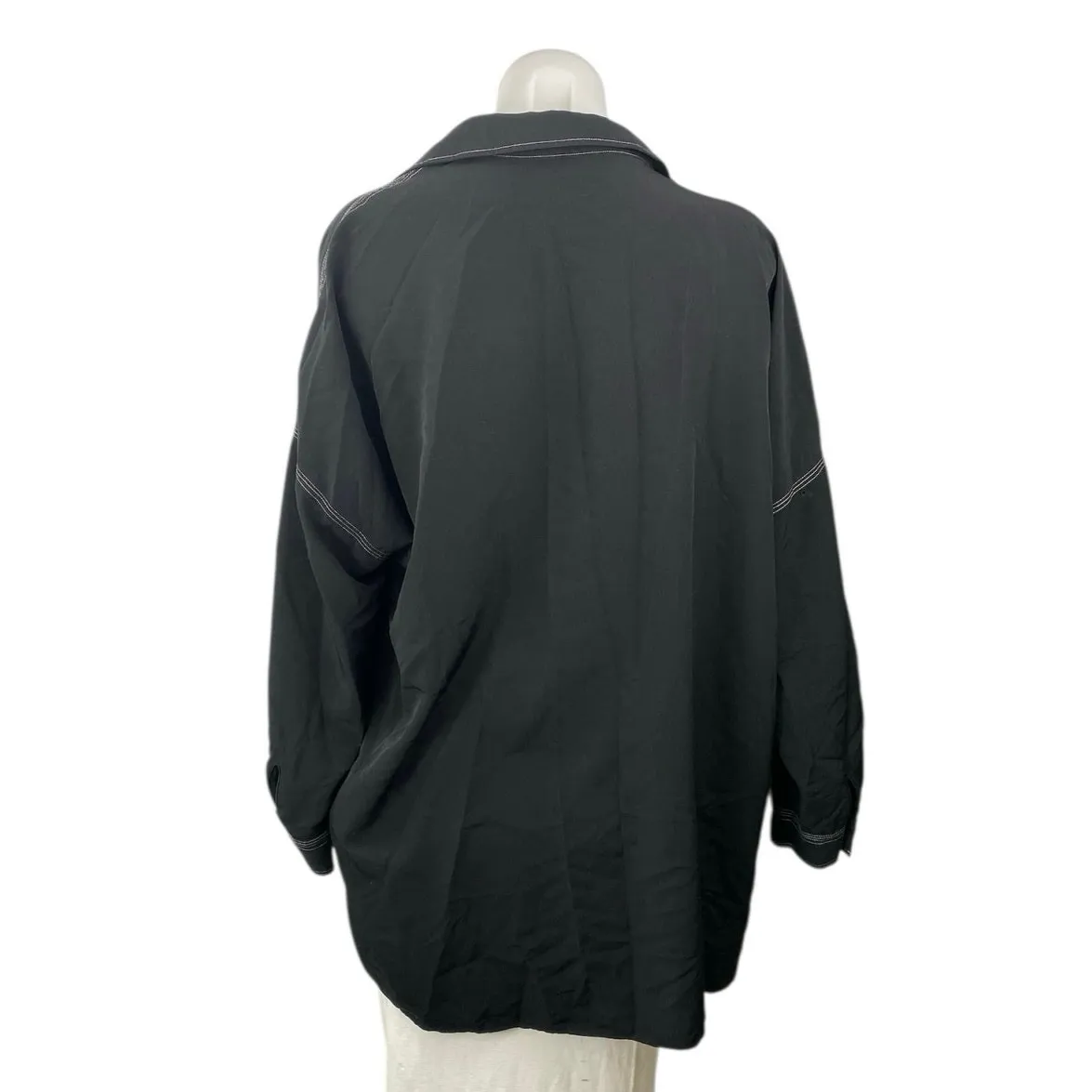 Zara Women's Black Collared Long Sleeve Oversized Button Down Shirt Top Size S - Image 3