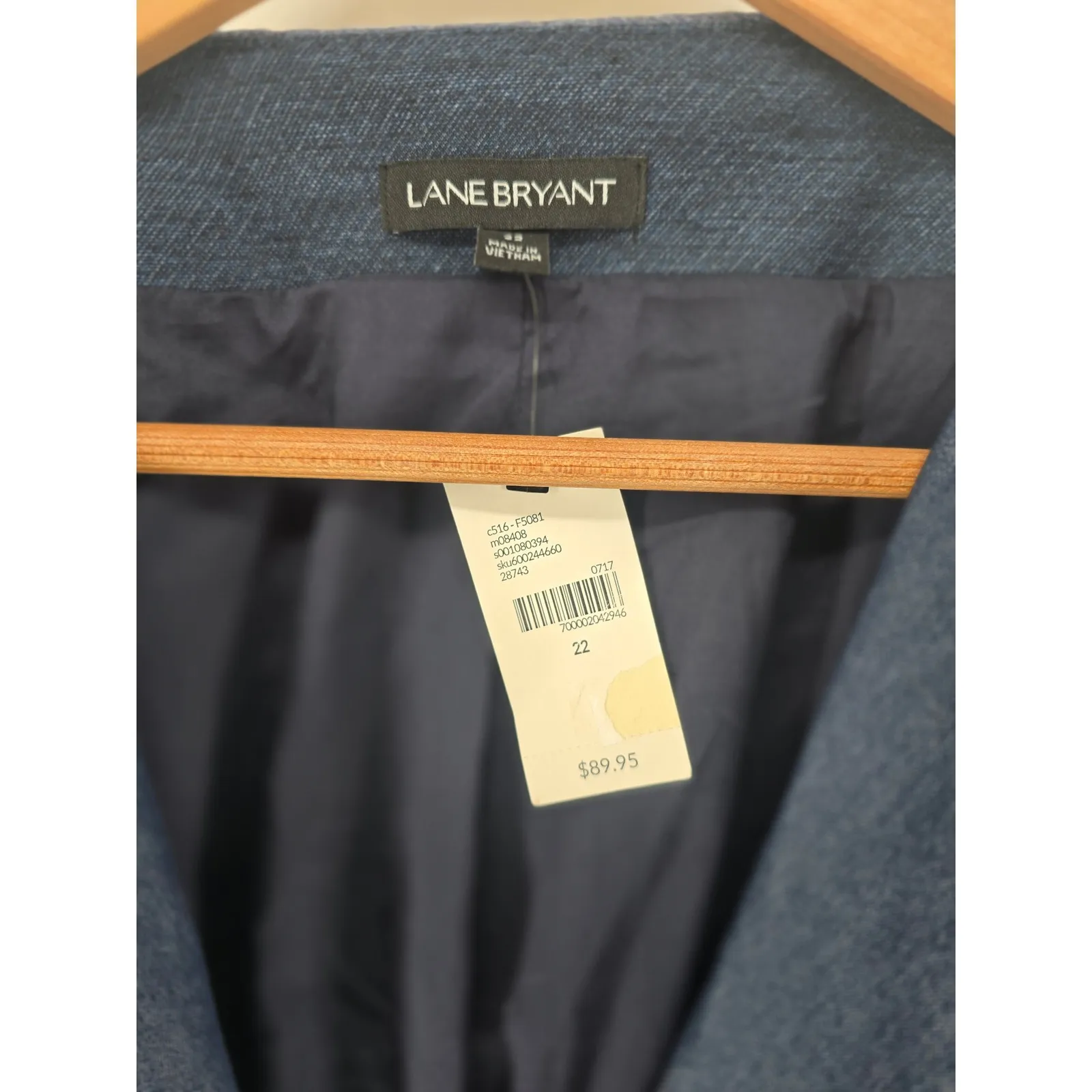 Lane Bryant Women's Blue Textured Blazer Jacket Size‎ 22 Plus Size Open Front - Image 2