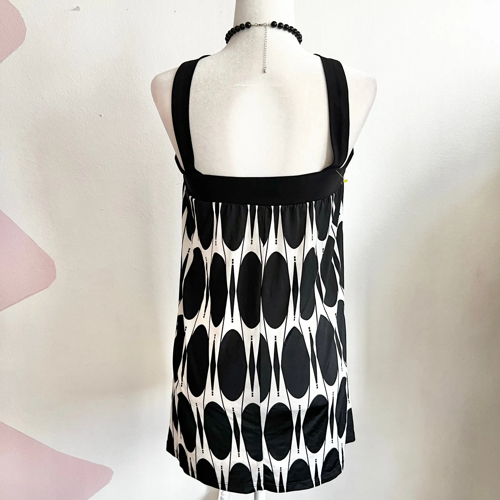 Black White Y2K Mini Dress, Indie Sleaze Coquette‎ Mod Retro Grunge Small - Image 3