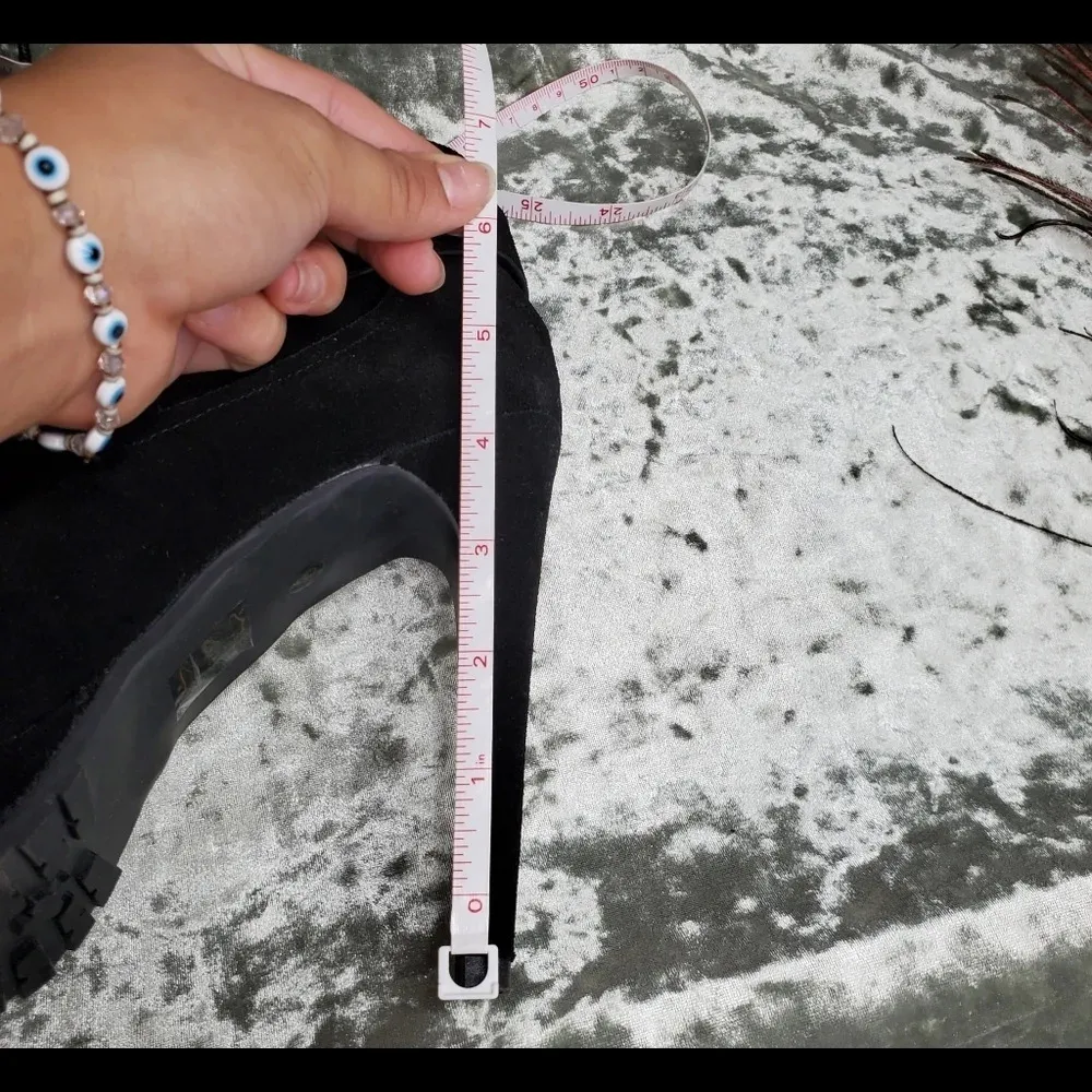 Aldo Black Suede Lace Up Heel Booties - Image 8