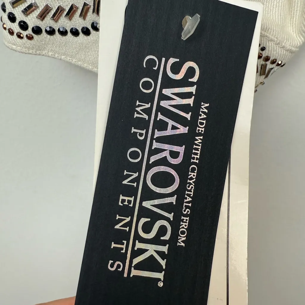 Christine Alexander Cream Silver Embroidered Jean Jacket Size M - Image 9