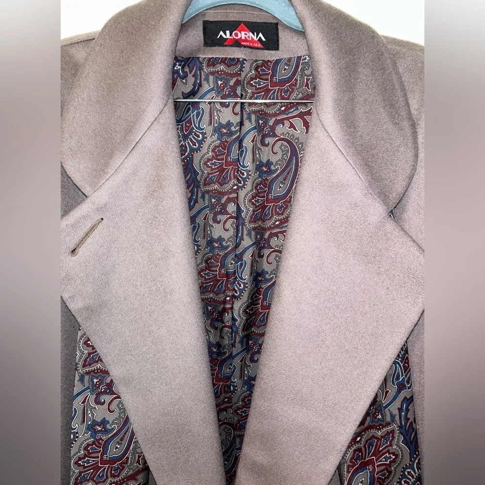 VINTAGE Alorna 100% Wool Coat with Scarf | Pockets | Fully Lined Paisley Print Brown Size undefined - Image 13