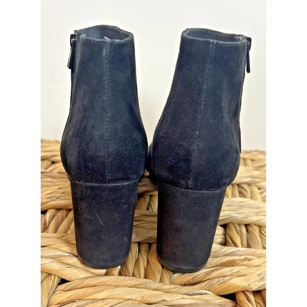 Loeffler Randall Booties Sz 7 Black Suede Block Heel Zip Side Boots Shoes Classy - Image 7