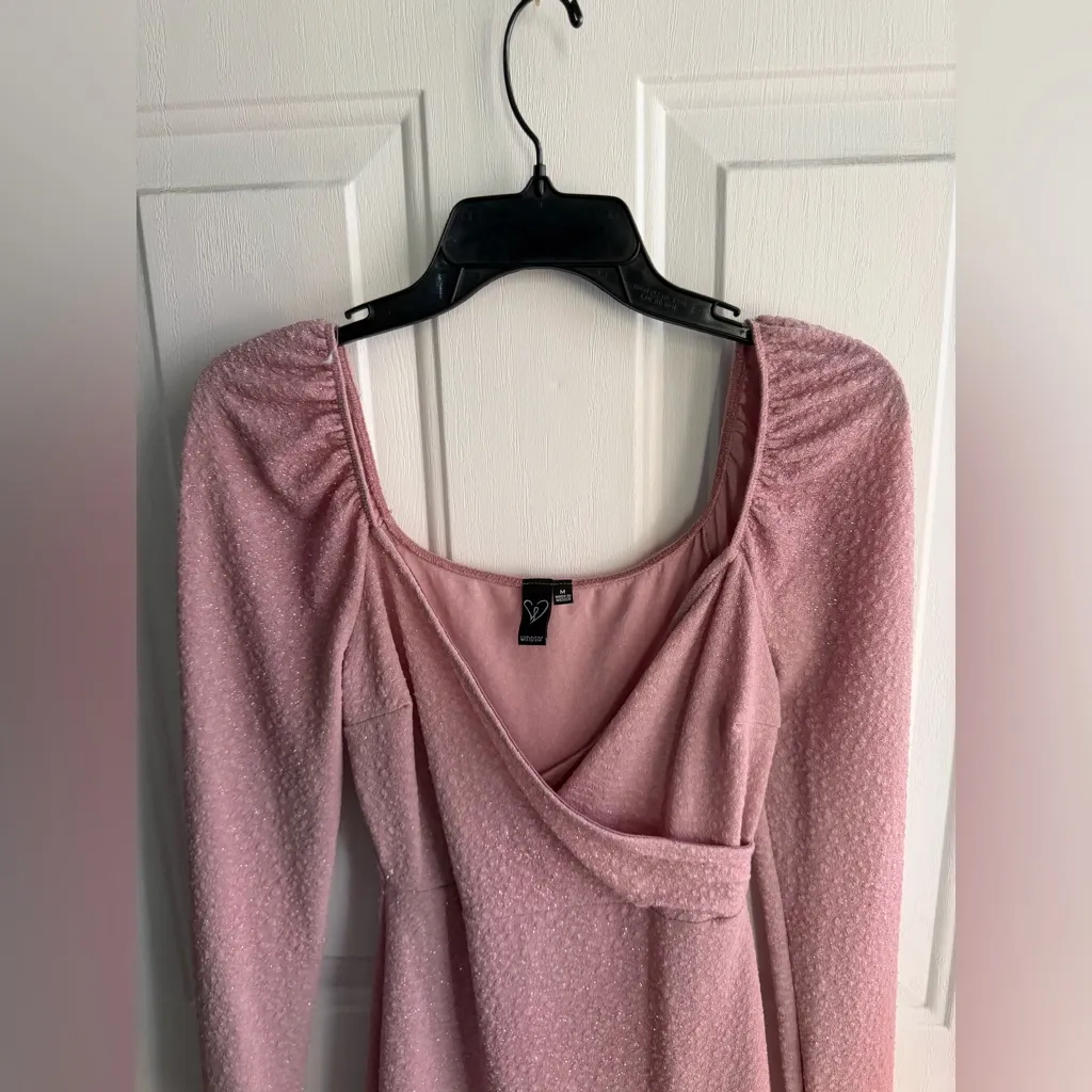 WINDSOR - SIZE M- Pink Sparkle Long Sleeve Mini Dress - Image 4