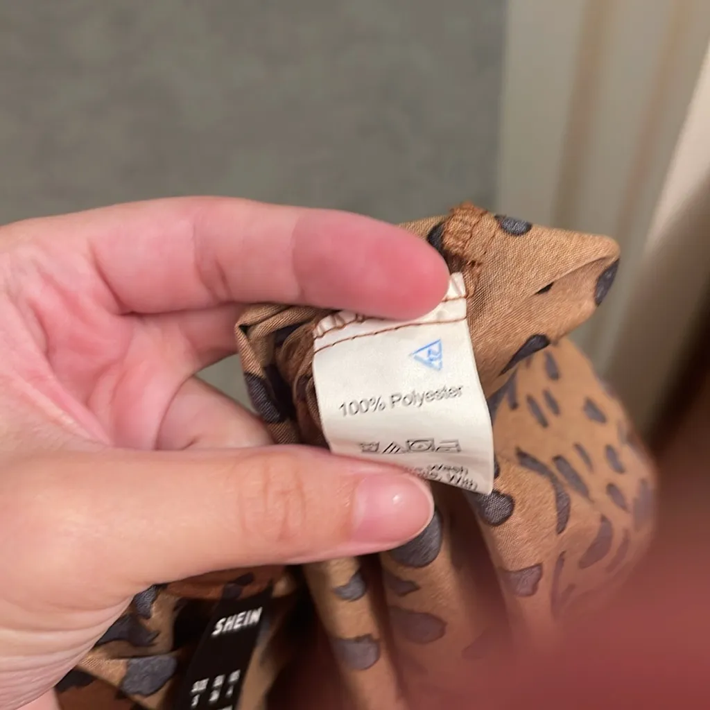 Shein brown and black animal print blouse size S #117 - Image 5