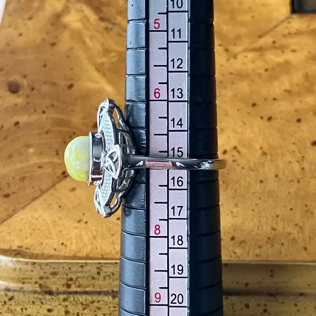 Natural Connemara Marble Sterling Silver Celtic Ring Size 7 - Image 8