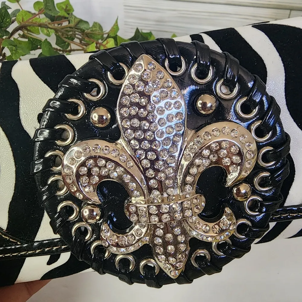 Zebra Faux Leather Wallet with Fleur - Image 2