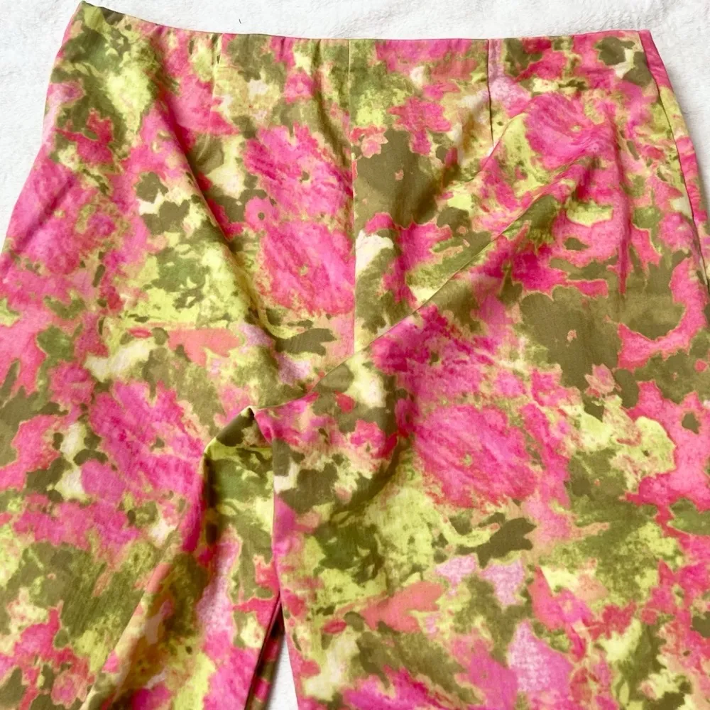 Sigrid Olsen Floral Bright High Rise Straight Leg Crop Ankle Pants Multi Sz 14 - Image 3