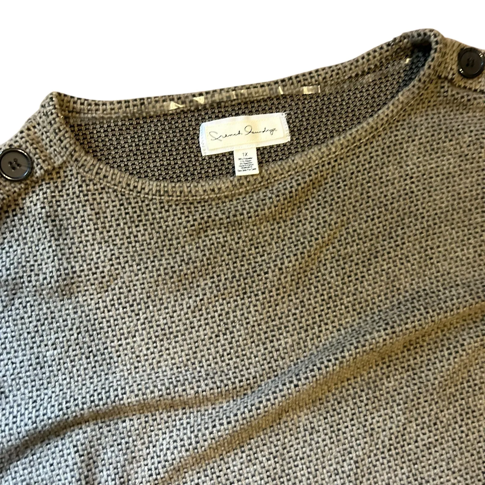 French Laundry Waffle Knit Sweater Top 1X Oversized Brown Coquette Cottage Core - Image 3