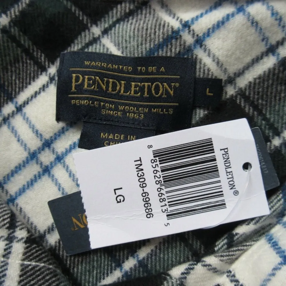 NWT Pendleton Women's Double-Brushed Cotton Flannel Plaid Elbow Patch Shirt L - Image 5