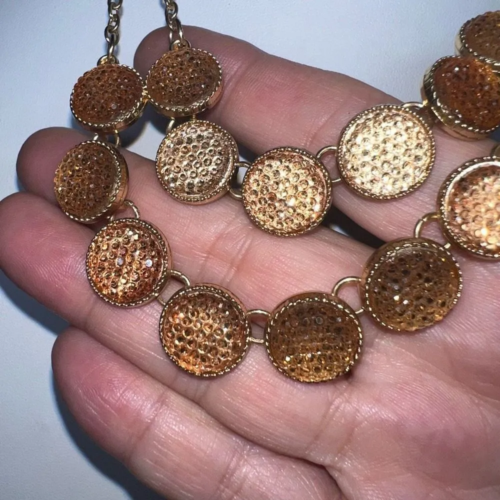 Champagne Sparkle Disc Layered Silver Tone Necklace - Image 4