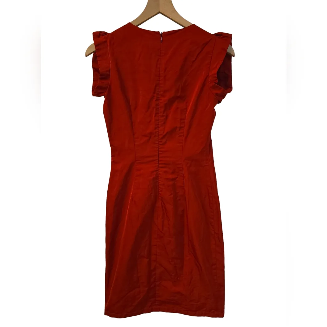 Jil Sander Red Silk Bow Dress sz 36 IT‎ Made in Italy - Image 2