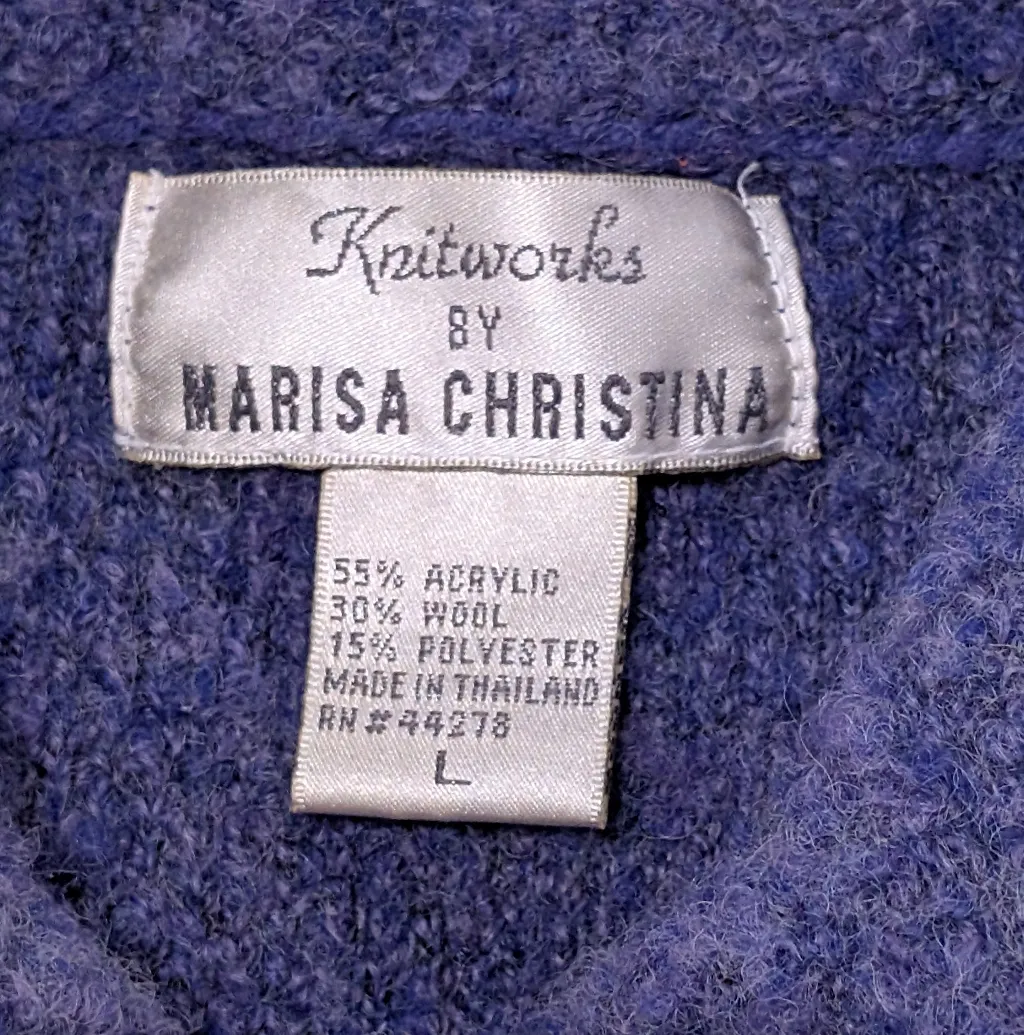 Wool blend cardigan jacket, Knitworks by Marisa Christina Purple Size L - Image 6