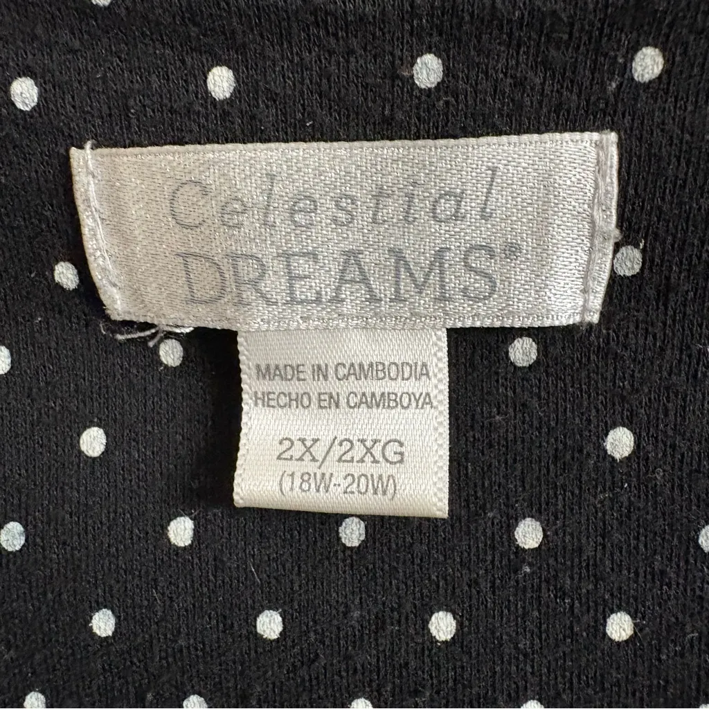 Women's Celestial Dreams Black Polka Dot Pajama Set 2X Comfy Fall Night Comfy - Image 4