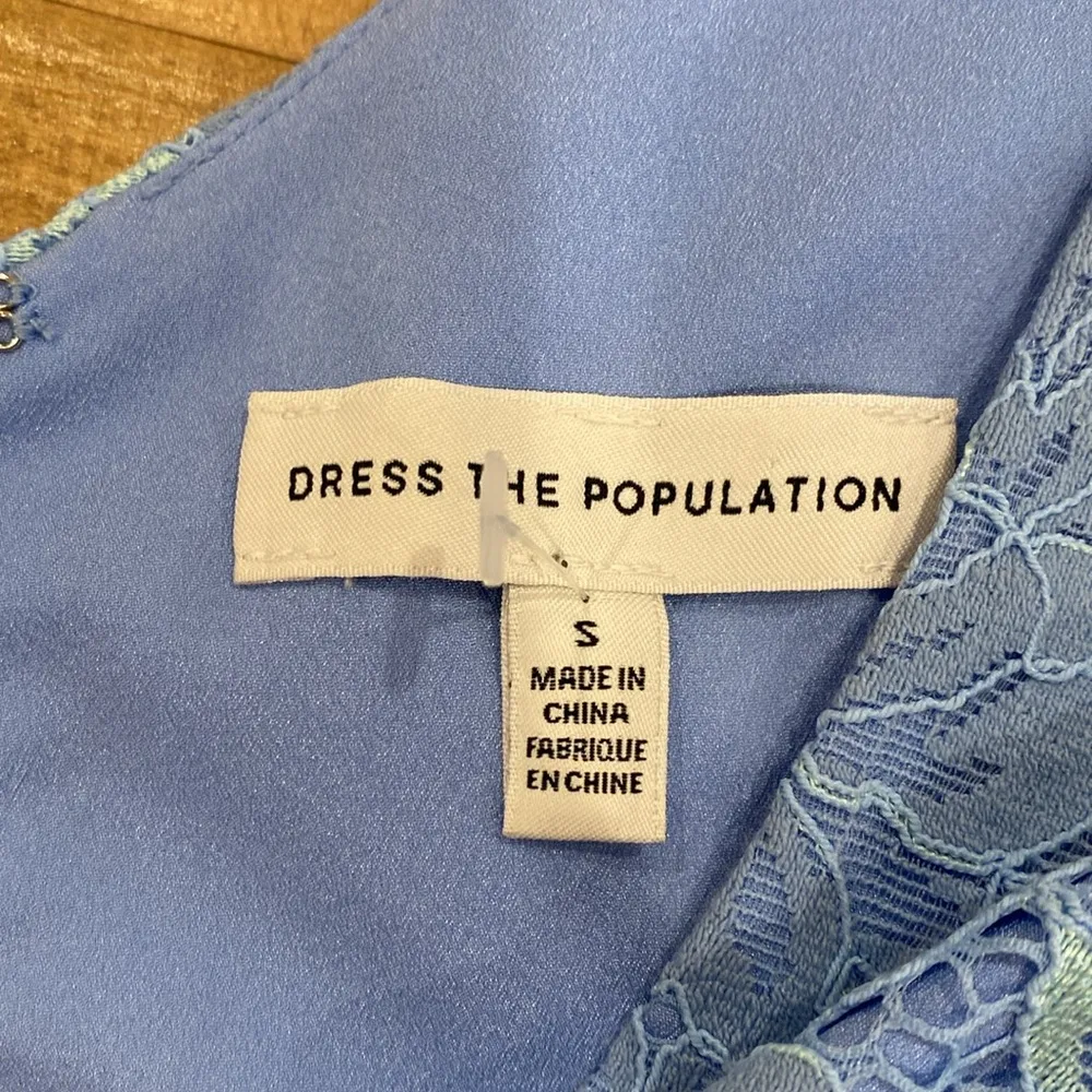 Dress the Population Melina Lace Fit & Flare Maxi Dress in Blue S - Image 6