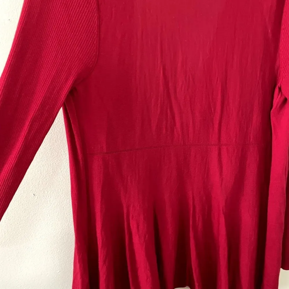 Eileen Fisher lightweight red cardigan knit classic comfortable style large - Image 8
