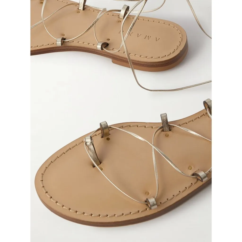 Amanu Serengeti Sandals in Champagne 39 US 9 With Box Womens Flats Tan Size 8 - Image 2