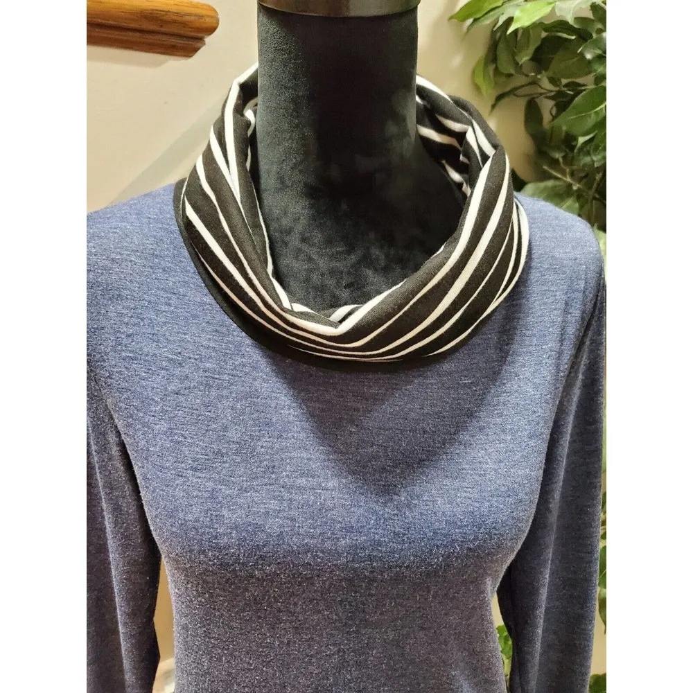 Women's Blue 100% Polyester Cowl Neck Long Sleeve Pullover Knit Sweater Size M Size M - Image 2