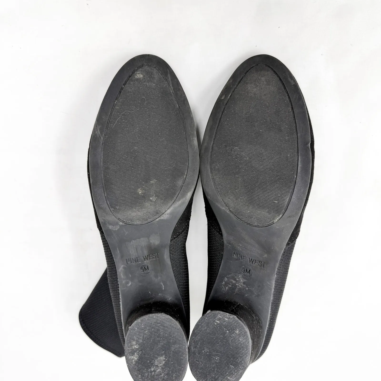 [Nine West] Black Almond Toe Mixed Media Sock Booties Knit Ankle Boots Size 9M - Image 10