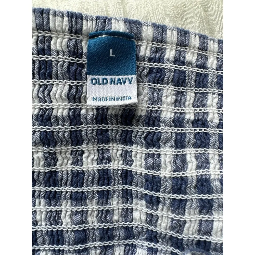 Old Navy Fitted Gingham Twist Front Chest Smocked Back Adjustable Cami Top L - Image 5