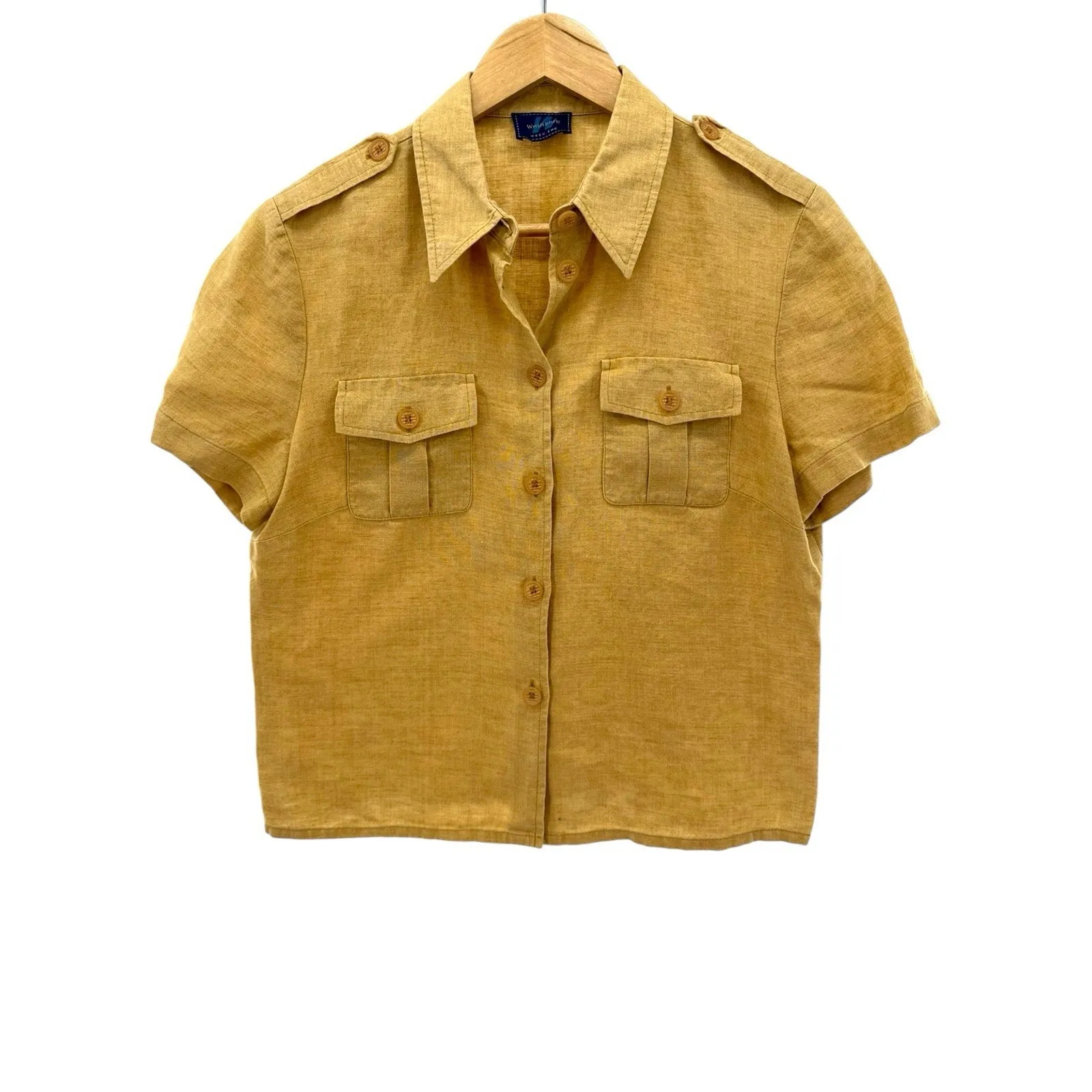 Vintage Weinberg Weekend 100% Linen 2pc Set Safari Jacket‎ & Plaid Midi Skirt 40 Size M - Image 5