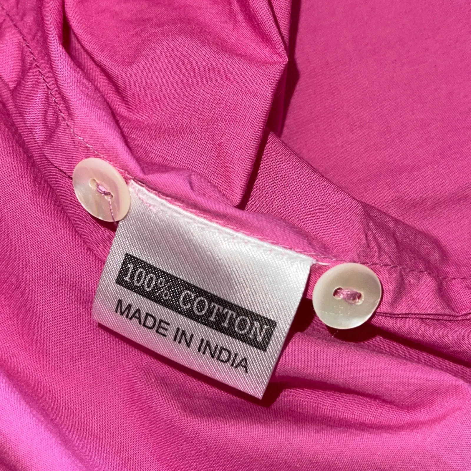 Olivia‎ James Puff Sleeve Top Crew Neck Blouse Hot Pink Cotton Size Small - Image 6