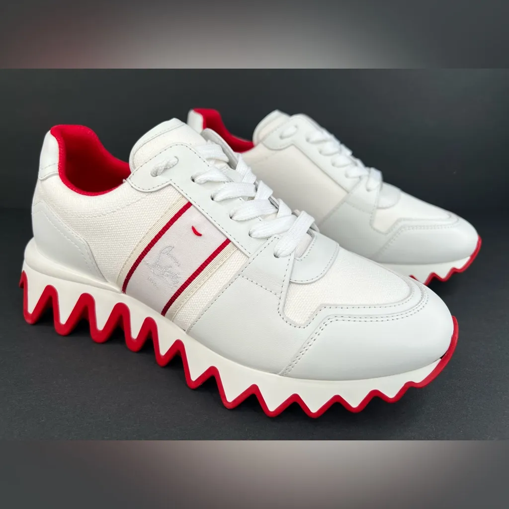 CHRISTIAN LOUBOUTIN Nastroshark Canvas & Leather Shark Teeth Women Sneaker EU 37 - Image 13