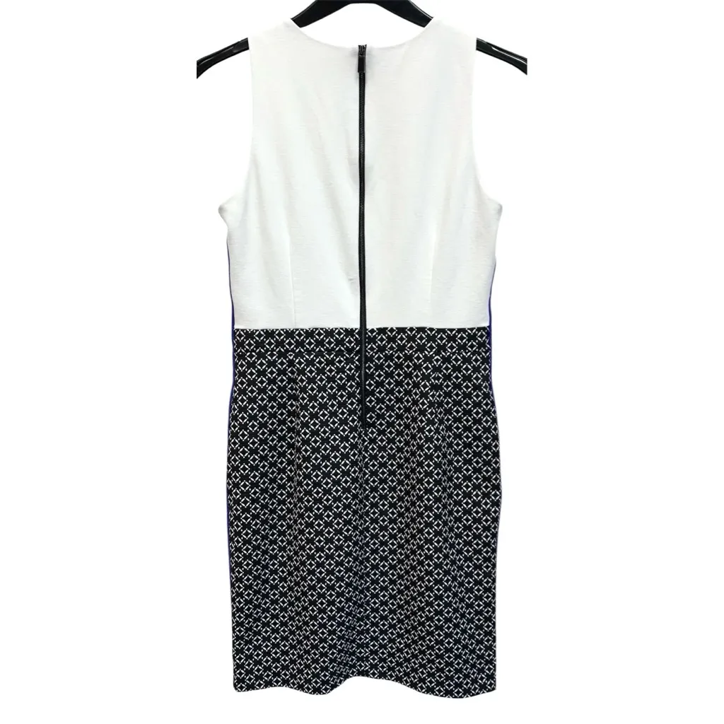 Vince Camuto Black White Sheath Tailored Dress w/ Pockets Exposed Zipper Size 8 - Image 5
