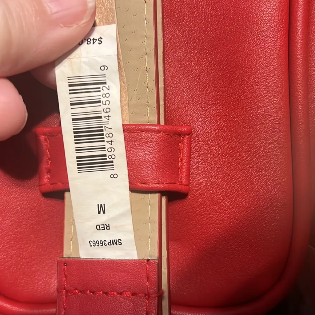 Steve‎ Madden Quilted Belt Bag Red Medium Adjustable Zippered Faux Leather - Image 9