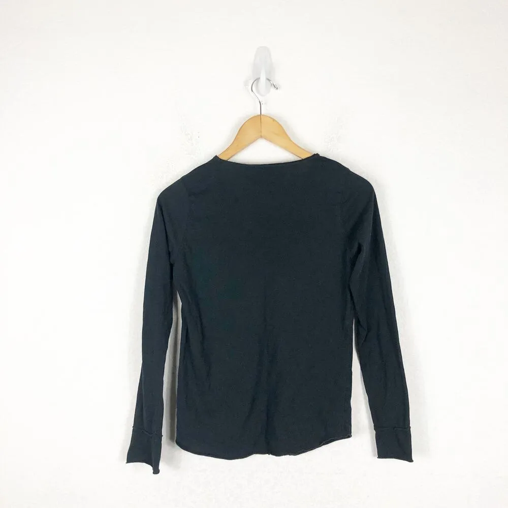 Zadig And Voltaire Foil Skull Print Henley Women Small Long Sleeve Tee Halloween - Image 12